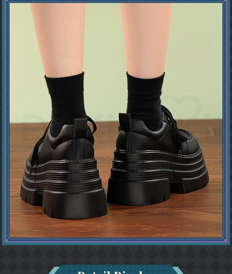 IN STOCK Men Women Cosplay Props 19cm Heightening Shoes DokiDoki Men Daily Black White 15cm Leather Shoes Halloween Cosplay