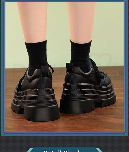 IN STOCK Men Women Cosplay Props 19cm Heightening Shoes DokiDoki Men Daily Black White 15cm Leather Shoes Halloween Cosplay