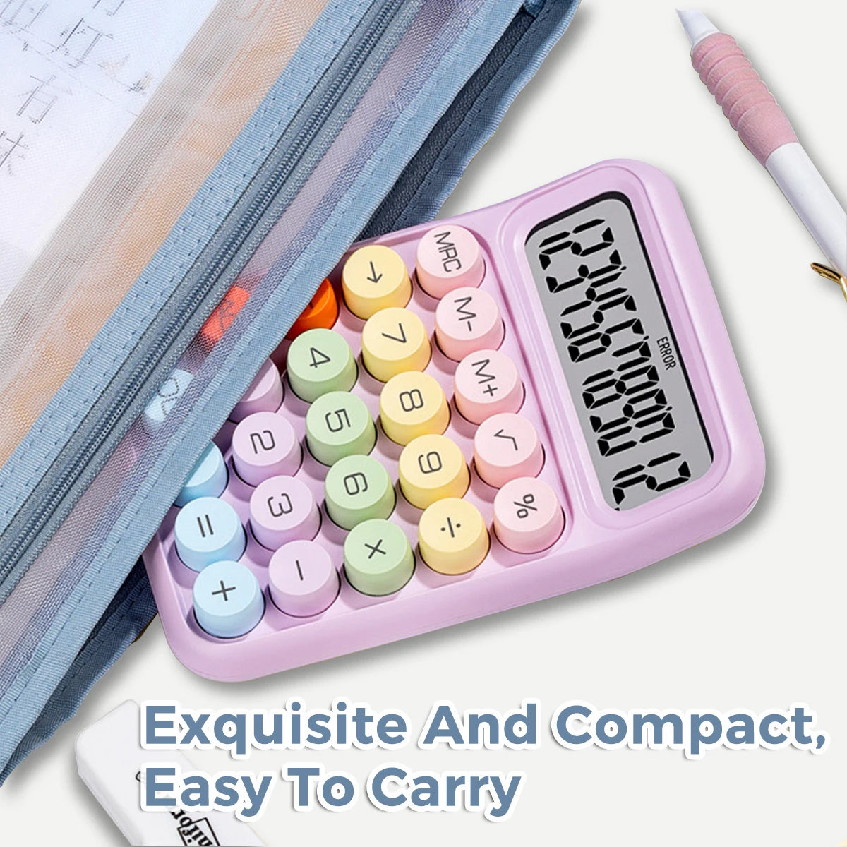 Keyboard Calculator Office 12-digit Mechanical Buttons Calculator Cute Candy Color School Supplies Students/Finance Stationery
