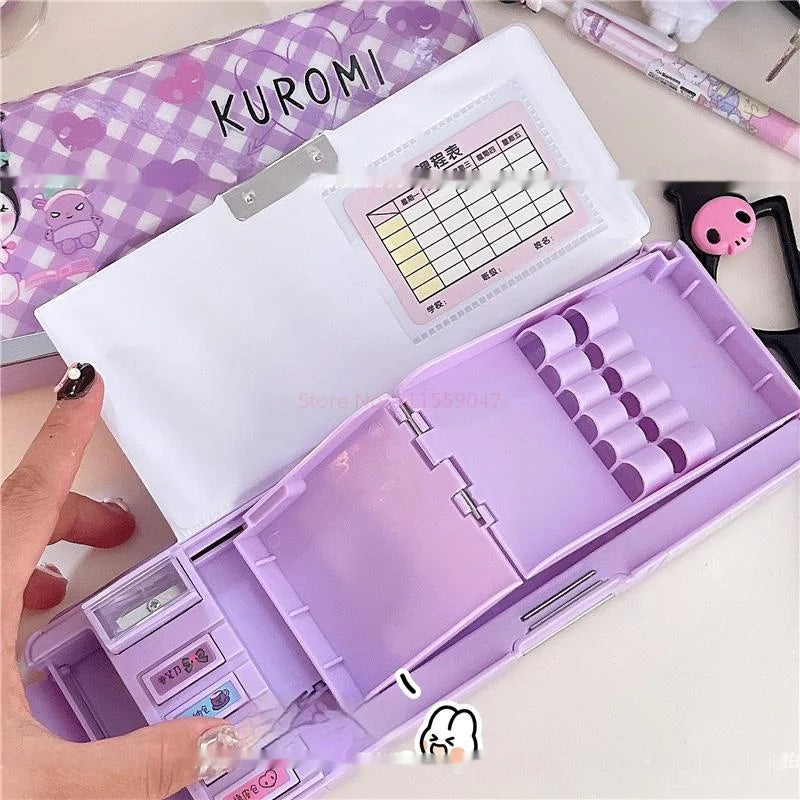Genuine Kuromi Secondary School Student Multifunctional Pencil Box Stationery Box Children's Handmade Pencil Box Two Options