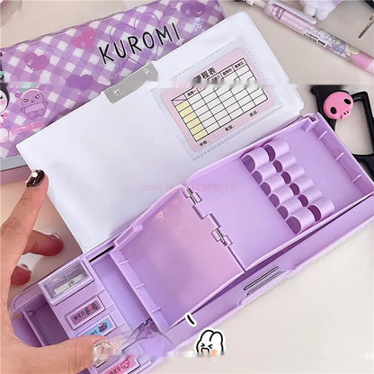 Genuine Kuromi Secondary School Student Multifunctional Pencil Box Stationery Box Children's Handmade Pencil Box Two Options