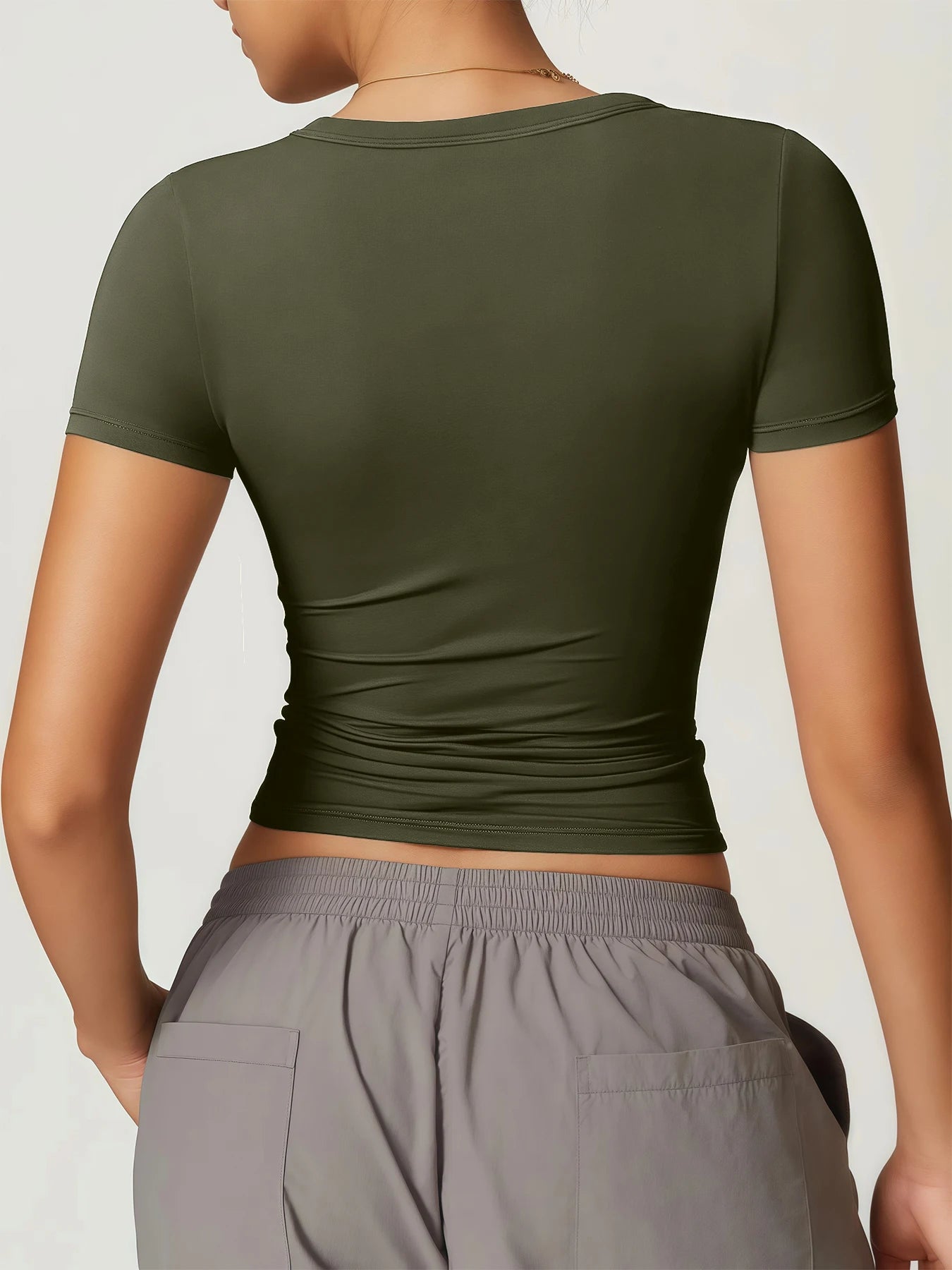 Women’s Gym Running Short Sleeve T-Shirt with Integrated Fitness Bra Yoga Sportswear Vest Top