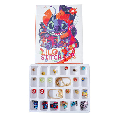 New Disney Stitch  24-Grid Christmas Countdown Calendar Blind Box - Alloy Bracelet Gift Set For Halloween & Xmas