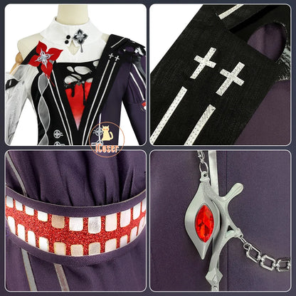 Honkai Star Rail Evernight March 7th Cosplay Costume Dress Earrings Mysterious Foreign Guest Halloween Party for Women Carnival