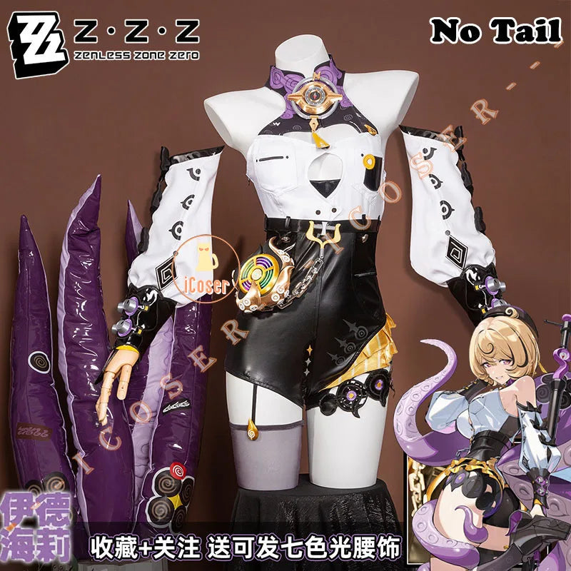 Zenless Zone Zero Yidhari Cosplay Costume Wig Uniform Hat Outfit Spook Shack Halloween Party for Women Girl Carnival Prop iCoser