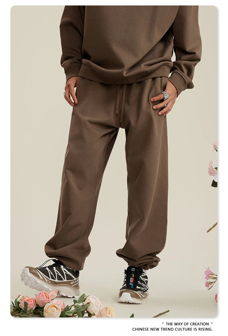 ZODF New Men Heavy Weight 440gsm Solid Sweatpants Unisex Loose Basic Casual Comfortable Sport Pants Joggers Streetwears HY0628