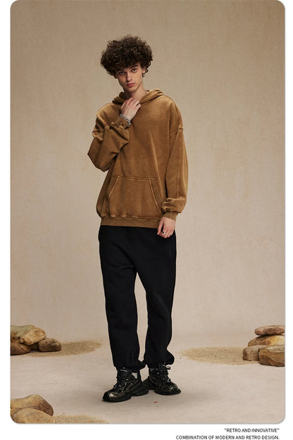 ZODF Vintage Batik Washed 420gsm Cotton Hoodies For Men Unisex Heavyweight Loose Hip Hop Hooded Sweatshirts Pullovers HY0696