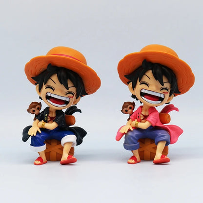 13cm One Piece Anime Figure Sitting Laughing Luffy Action Figures Kawaii Sanji Zoro Figurine Room Car Ornaments Collection Toys