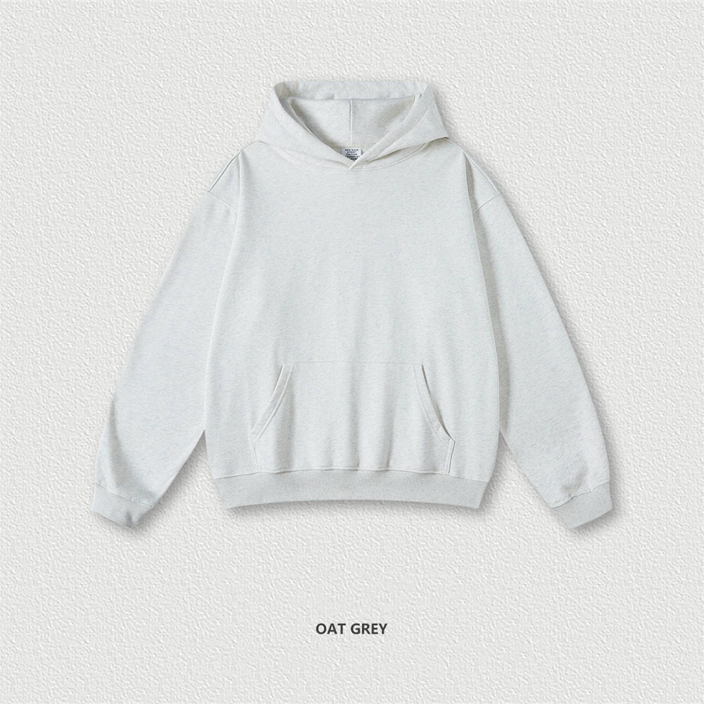 ZODF New Winter 440gsm Terry Hooded Hoodies For Men Retro Unisex Couple Loose Oversized Solid Pullovers Streetwears HY0664