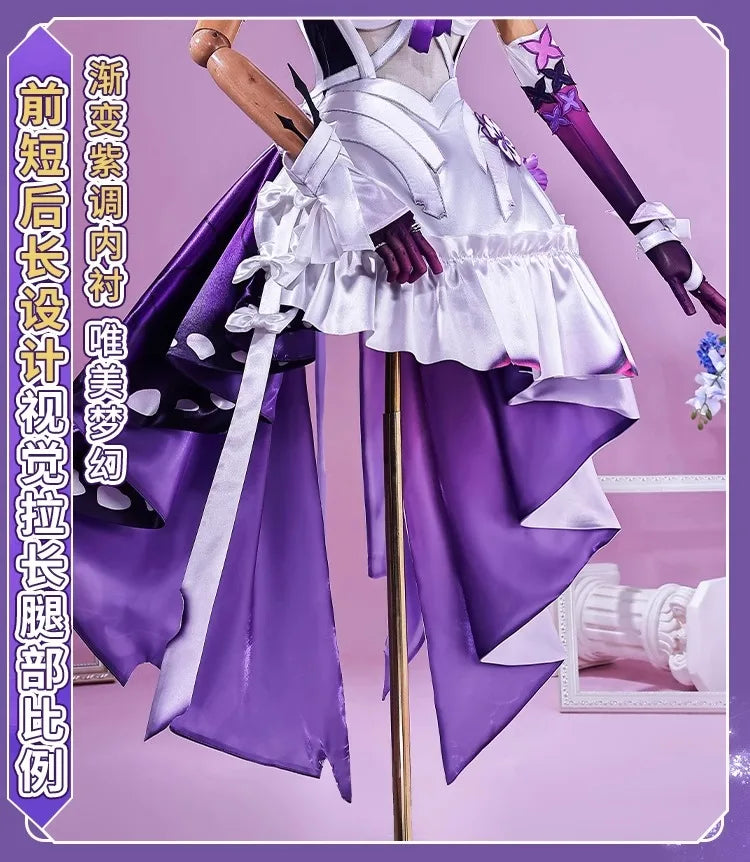 Honkai Star Rail Castorice Cosplay Costume Wig Dress Earrings Headwear Halloween Party for Women Girls Carnival Game Cos Props