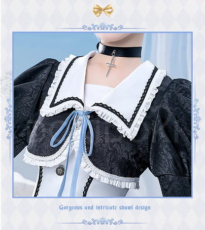 IN STOCK Asukaa Reii Cosplay Costume Anime DokiDoki-R Wome Black White Gothic Dress Asukaa Cosplay Halloween Costume