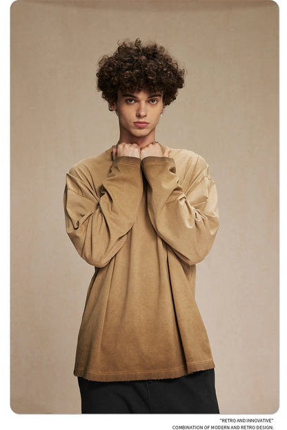 ZODF New 2024 Autumn Washed 100% Cotton T-Shirt For Men Unisex Loose Distressed 275gsm O Neck T Shirts Brand Tops HY0924