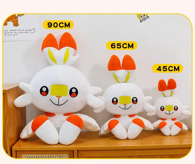 50/90cm Scorbunny Pokemon Large Plush Toys Anime Doll Cute Giant Pokémon Rabbit Cartoon Stuffed Plushie Pillow Gift for Kid Xmas