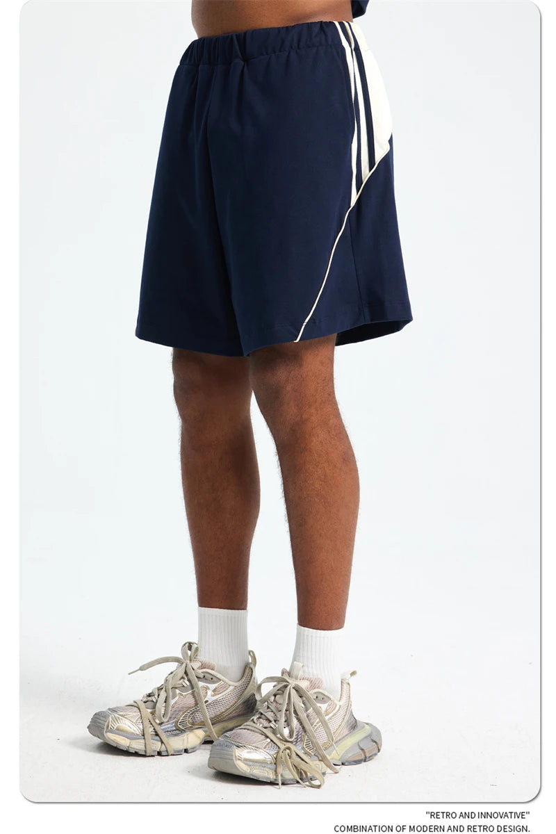 ZODF Fashion Men Summer 250gsm Patchwork Shorts Unisex High Street Loose Fit Quick Dry Sport Shorts Brand Streetwears HY1049