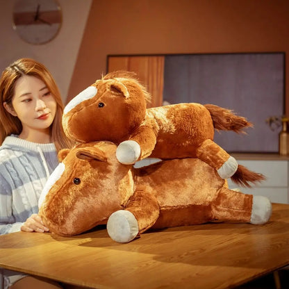 1 piece 55/70cm Soft BIg Round Head Horse Plush Toy Stuffed Pure White Horse Throw Pillow Stuffed Likelike Animals For Boy Gift