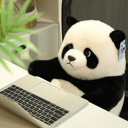 Artificial Fluffy Plush Stuffed Animal Cute White Bear Black White Panda Plushies Kawaii Scarf Decor Polar Bear Toys