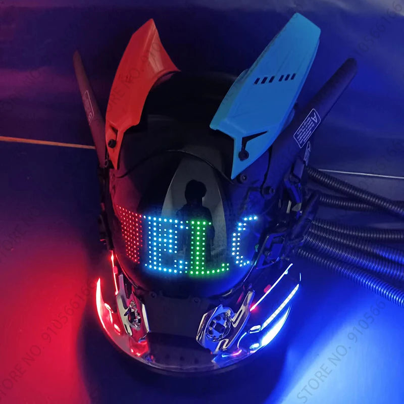 Cyberpunk App Mask Light Up Rolling Subtitles Screen Mask Cos Mech Technology Sense Mobile Phone Control Helmet Role Play