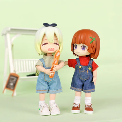 Ob11 Doll Clothes Fashion Tops Jeans Sweatshirt Cool Sleeveless High Neck Sweater Suspenders Shorts For 1/12 Bjd Dolls Accessory