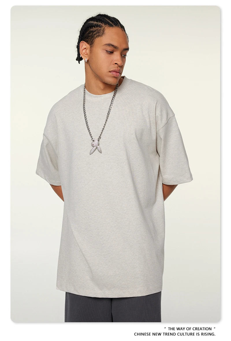 ZODF 2024 Heavy-Weight 345gsm Basic Solid T-Shirts For Men Unisex Women Summer Loose 100% Cotton T Shirt Brand Clothes HY0771