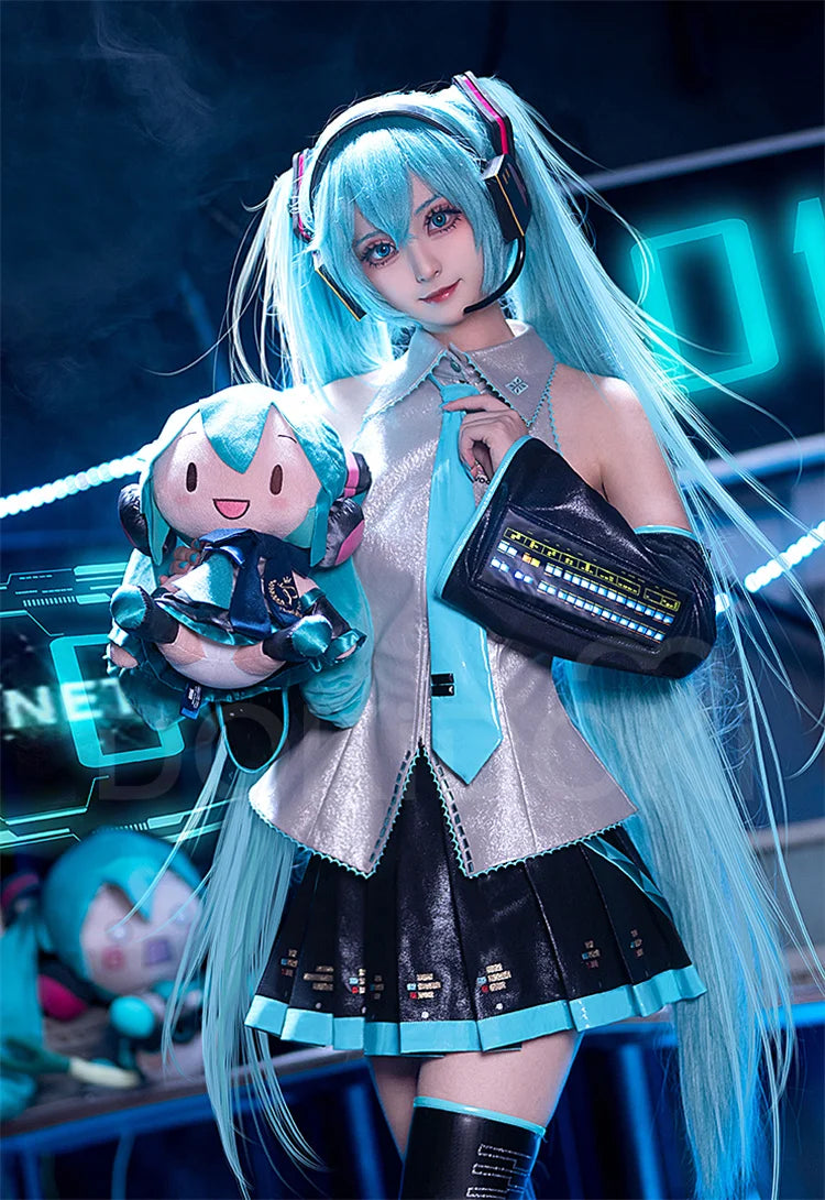 IN STOCK MIKUU Cosplay Costume Game Cosplay 【S-2XL】DokiDoki-R Mikku Cosplay Women Cute Costume MIKUU LED Costume Plus Size