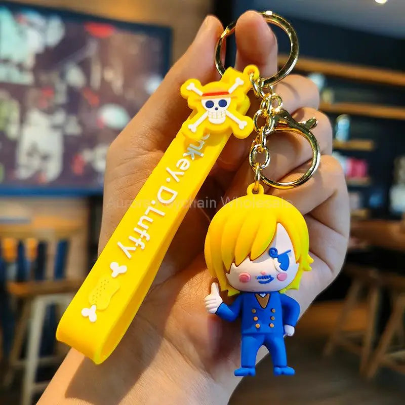 Anime One Piece Dragon Ball Keychain Luffy Sauron Nami Chopper Silicone Cute Car Keyring Pendant Toys Birthday Kids Toys Gifts