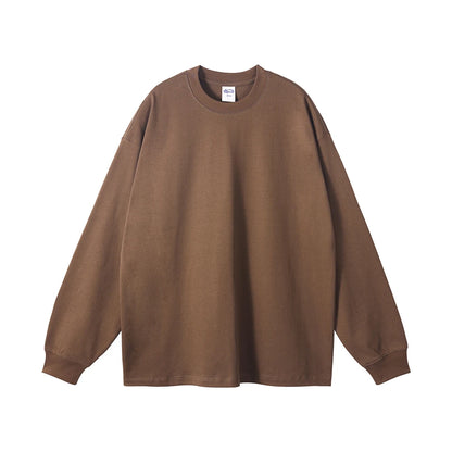 ZODF New 2025 Autumn Men 305gsm 100% Cotton T Shirt Unisex Loose Heavy Weight Basic Long Sleeve Solid T-Shirts Tops HY0634