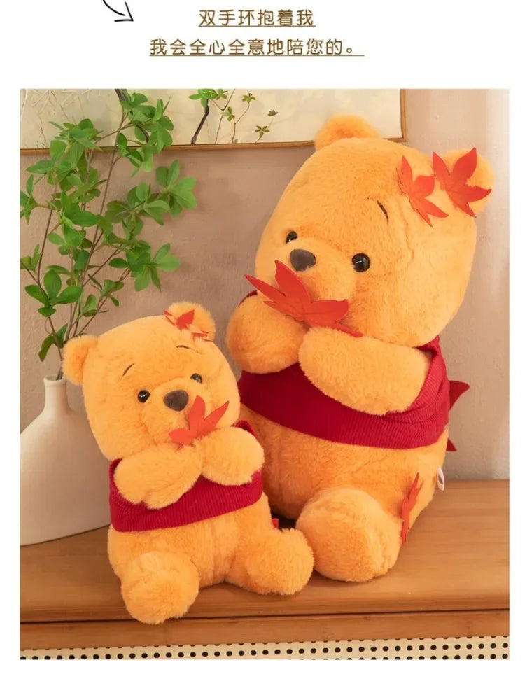 70cm Big Size Disney Pooh Bear Maple Leaf Anime Plush Stuffed Doll Room Plushies Pillow Cute Ornaments Children's Holiday Gifts