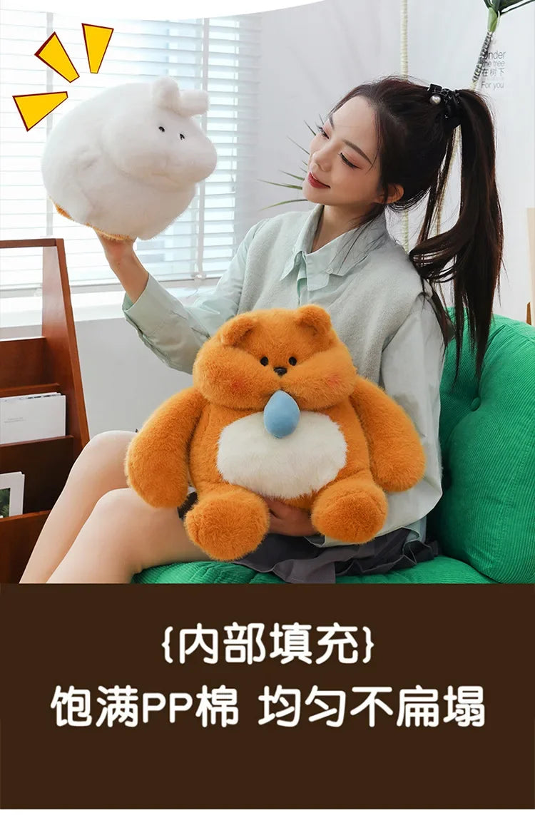 35-45cm Cute Muscle Bear Snot Bear Doll Sitting Posture Pull String Animals Stuffed Toy Soft 24CM Plush Bear Doll Kids Kawaii