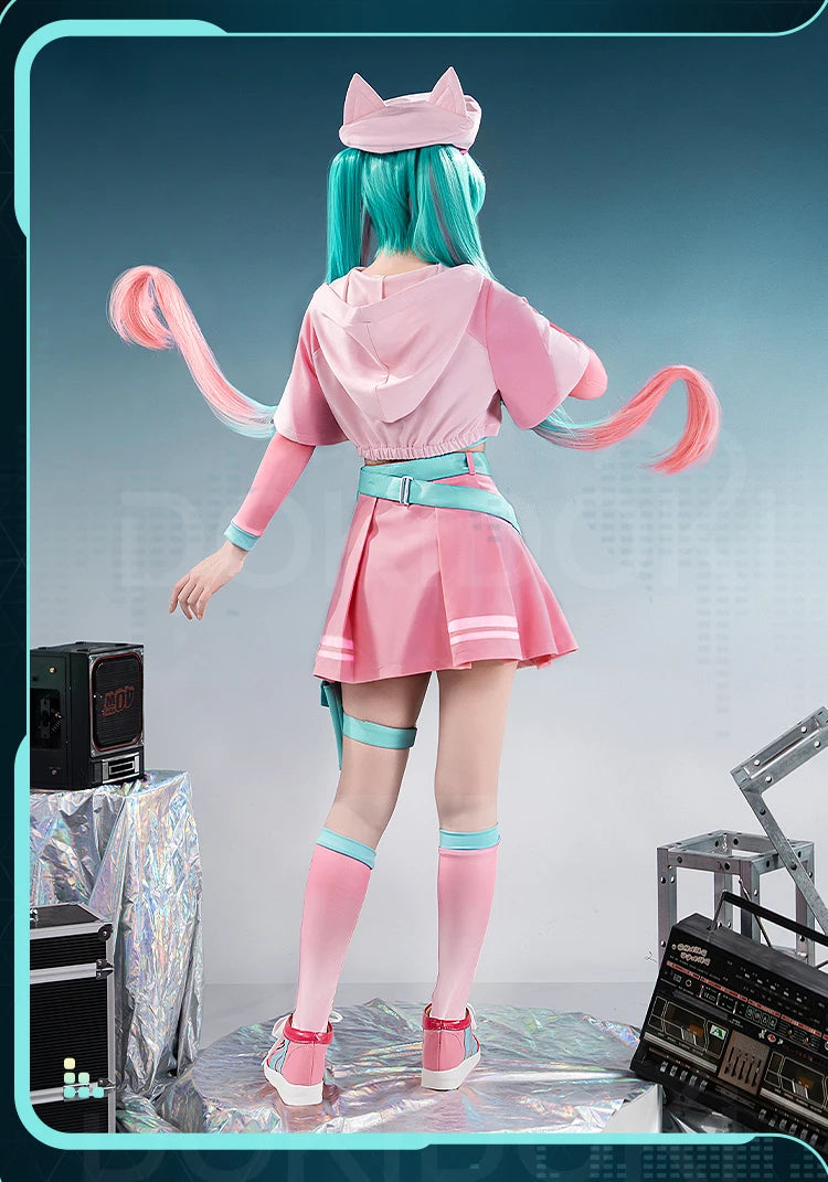 IN STOCK MIKUU Cosplay Costume【XS-2XL】DokiDoki-R Mikku Cosplay Women Cute Pink Short Dress Mikuu Plus Size