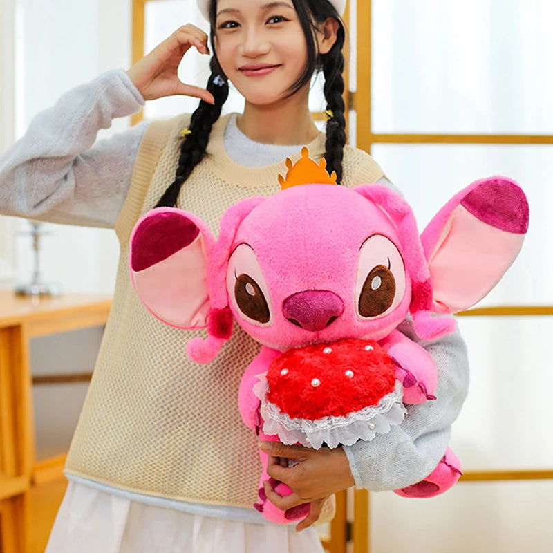 30/70CM Lilo and Stitch Disney Plush Toys Anime Cartoon Stuffed Xmas Rose Bouquet Angel Stich Doll Plushie Kids Birthday Gifts