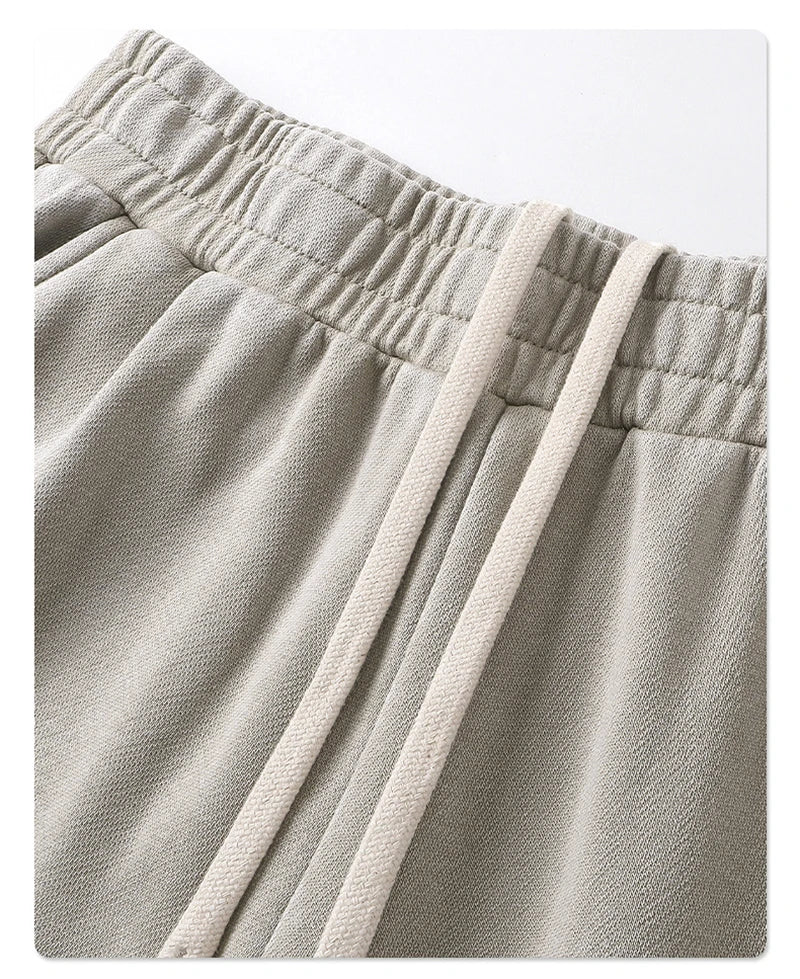 ZODF Retro 2025 Autumn Men 380gsm Washed Cotton Pants Unisex Patchwork Distressed Heavyweight Loose Solid Terry Trousers HY1071