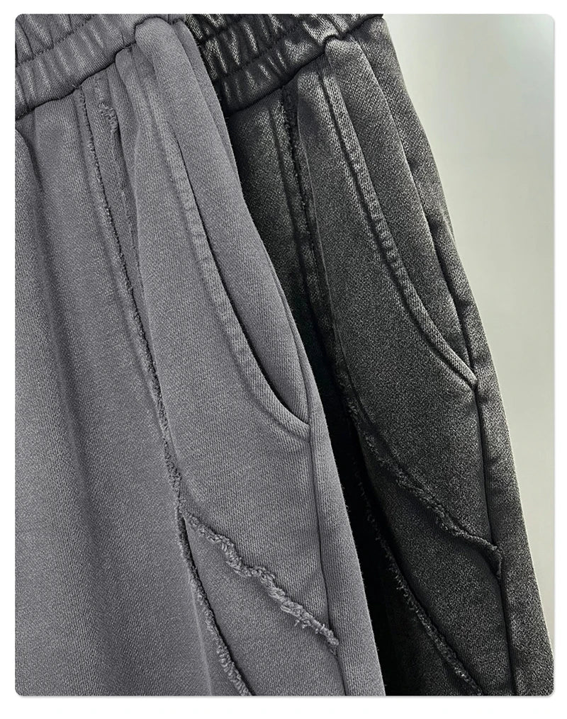 ZODF Retro 2025 Autumn Man Washed Cotton Straight Pants Unisex 430gsm Distressed Patchwork Oversized Trousers Sweatpants HY1168