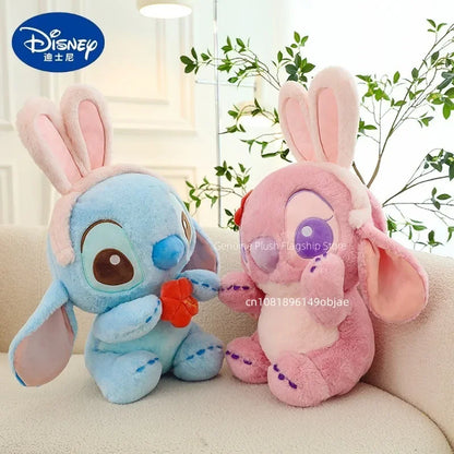 95cm Large Big Size Disney Stitch Angel Transformed Into A Rabbit Anime Plush Stuffed Doll Room Plushies Pillow Ornaments Gifts