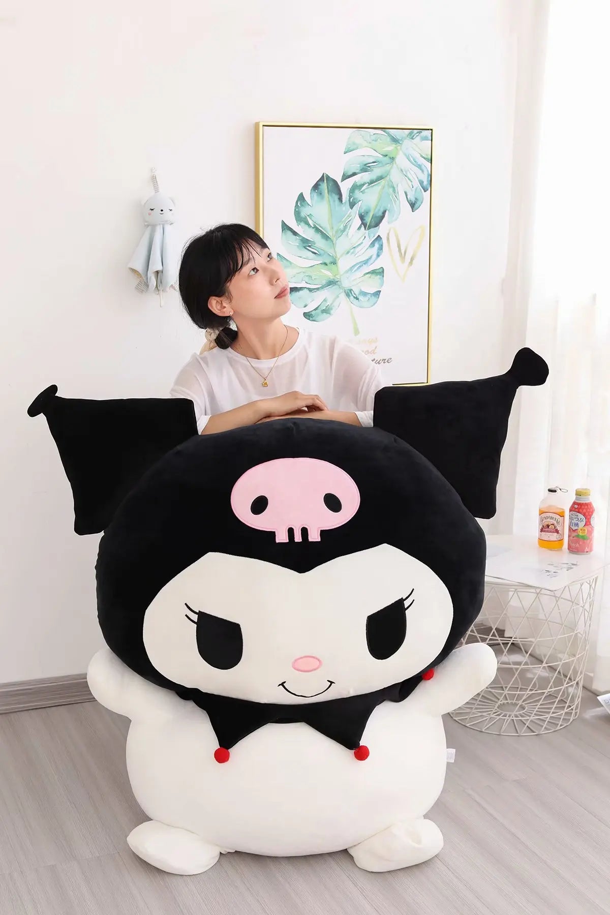 Big Size Sanrio Kuromi Stuffed Doll Melody Cinnamoroll Plush Toy Kawaii Anime Bedside Cushion Room Decoration Xmas Gift For Girl