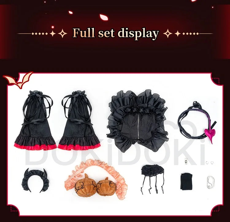 Tetoo Cosplay Costume Game Cosplay DokiDoki-R Women Cute Halloween Evil Dress Kasanee Tetoo Cosplay Wings