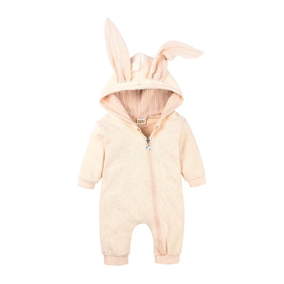 White Baby Rompers Newborn Boys Girls Clothes Easter Funny Rabbit Ear Hooded Jumpsuit infant Costume Cotton Baby Romper Pajamas