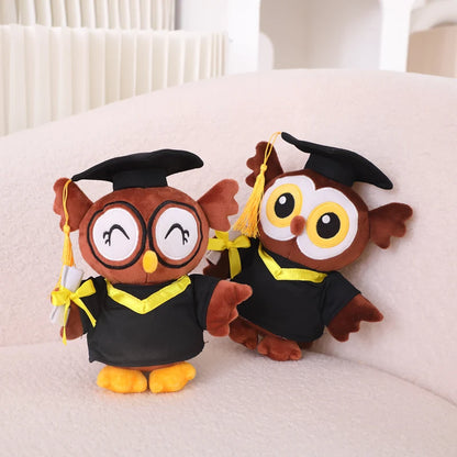 2025 Graduation Gift Stuffed Animal Plushies Capybara Bear Dog Soft Toy Cute Plush Owl with Bachelor's Gown Doctoral Cap