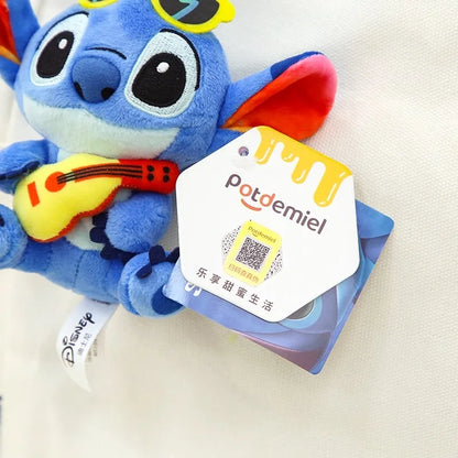 Disney Toy Story Stitch Kawaii Plush Toys Guitar Cartoon Stuffed Anime Bag Keychain Pendant Car Keyring Birthday Christmas Gifts