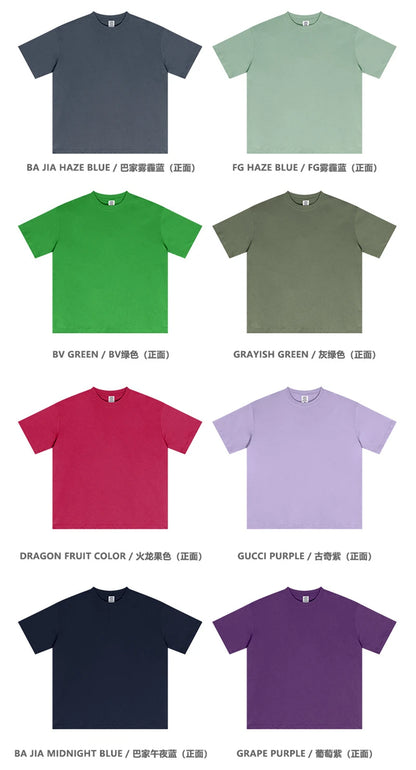 ZODF New 2025 Spring Summer 235gsm Solid Cotton T-Shirts For Men Women Unisex Loose Basic T Shirt Tees Brand Tops HY0970