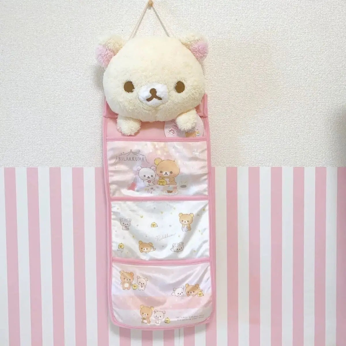 Kawaii Rilakkumas Wall Hanging Storage Bag Cartoon Rilakkumas Bear Door Hanging Bag Large Capacity Sundries Storage Bag Gifts