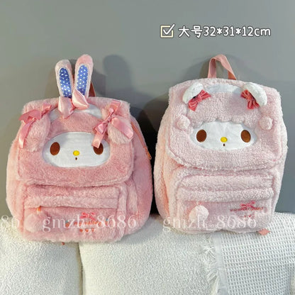 Sanrio Cartoon Backpack For Girl Women My Melody Sweet Piano Lovely Schoolbag Japanese Style Casual Large Capacity Plush Bag