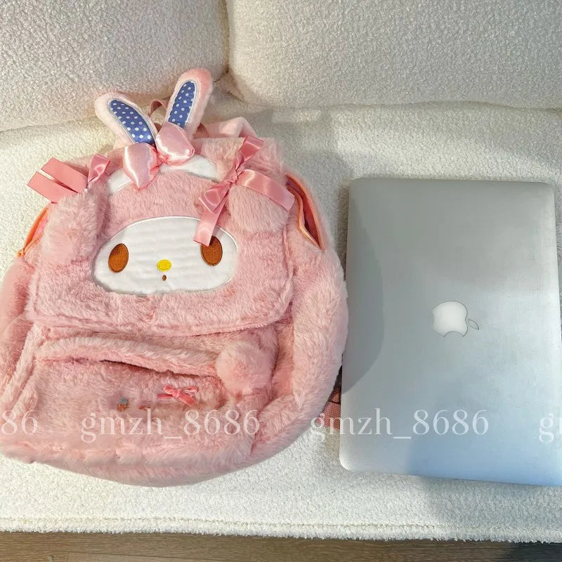 Sanrio Cartoon Backpack For Girl Women My Melody Sweet Piano Lovely Schoolbag Japanese Style Casual Large Capacity Plush Bag