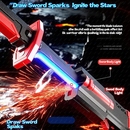 Colorful Streamer Glowing Sparkblade Sword Toy with Spark & Smoke Effects – Collectible Cosplay Katana Prop