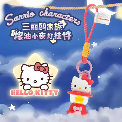 Original Sanrio Keychain Creative Hello Kitty Night Light Keyring Cinnamoroll My Melody Kuromi Key Chain Schoolbag Pendant Gifts