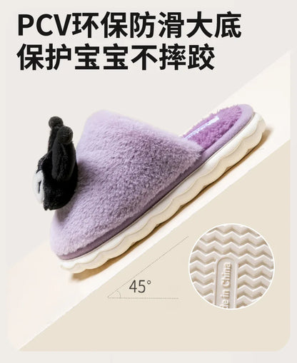 Cartoon Cute Kt Cat Melody Kuromi Cinnamoroll Autumn Winter Thick Bottom Anti Slip Slippers Home Indoor Shoes Exquisite Gifts