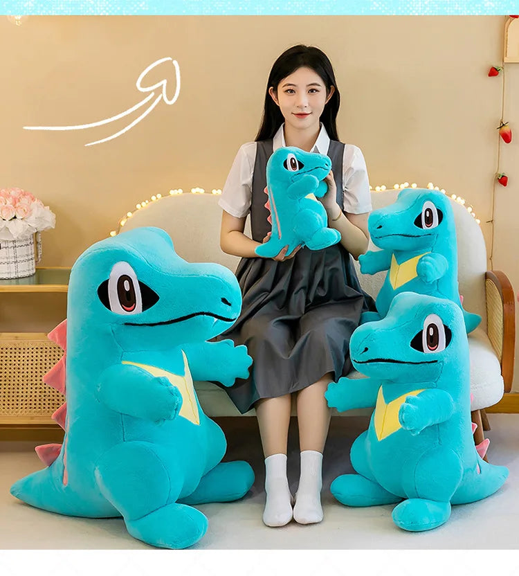 80CM Big Size Pokemon Totodile Plushies Waninoko Peluche Cartoon Anime Kawaii Ornament Comfortable Soft Doll Children Toy Gift
