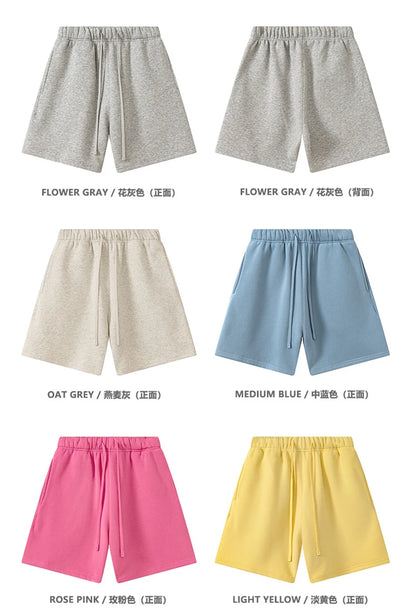 ZODF Trendy 2025 Autumn Winter Men Warm Soft Fleece Shorts Unisex Casual Hip Hop 345gsm Solid Shorts Brand Bottoms HY1173