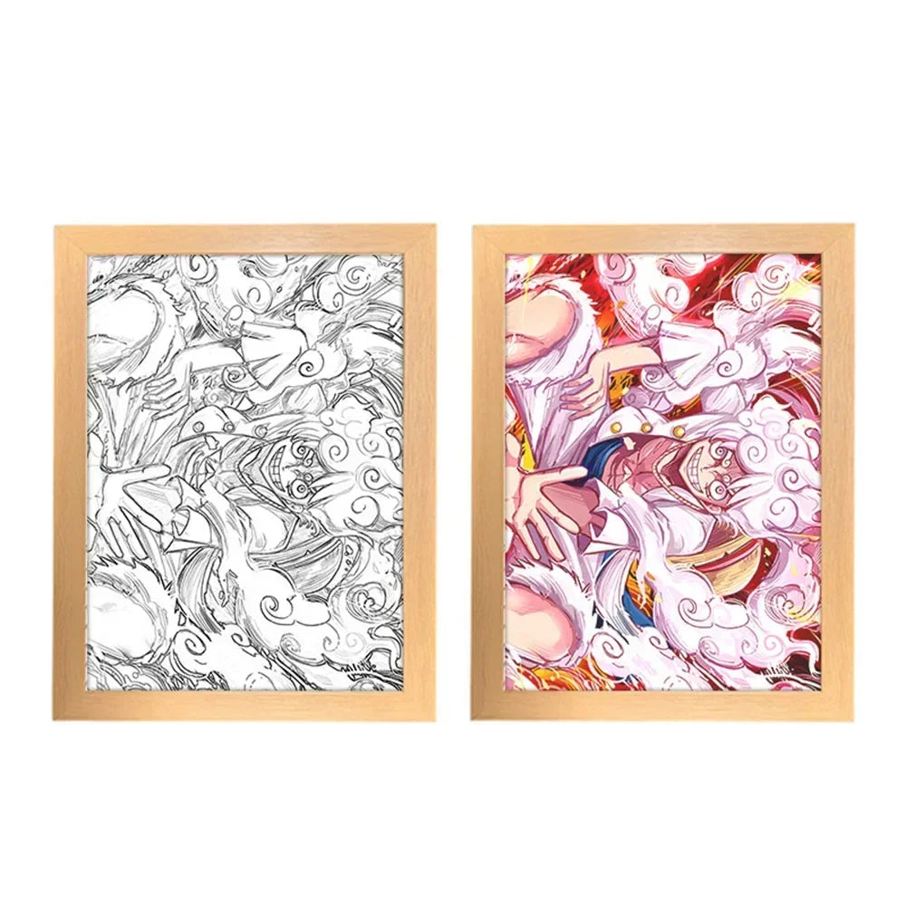 One Piece Creative Photo Frame Night Light Toy Anime Character Luffy Zoro Night Light Bedside Decoration Painting Christmas Gift