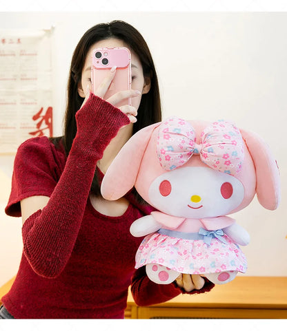 New Sanrio Pink Peach Hello Kitty Plush Toy Cat Doll Kuromi My Melody Stuffed Animal for Girls Birthday Xmas Gift Soft Cute Kids