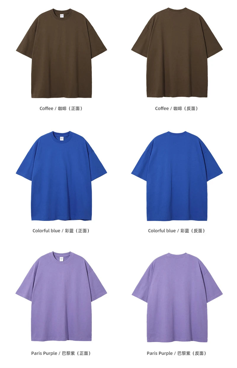 ZODF 2025 Spring Summer Men Solid 100% Cotton T-Shirts Unisex Women Loose 230gsm Noshrink Basic T Shirt Brand Tops HY0151